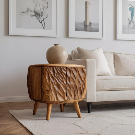 Artistic Carved Side Table For Living Room