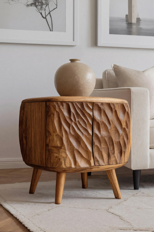 Artistic Carved Side Table For Living Room