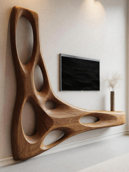 Artistic Organic Wall Mounted Media Console For Living Room