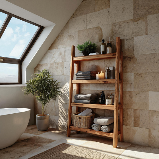A-Frame Ladder Shelf With Tiered Design For Bathroom