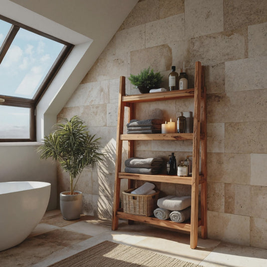 A-Frame Ladder Shelf With Tiered Design For Bathroom