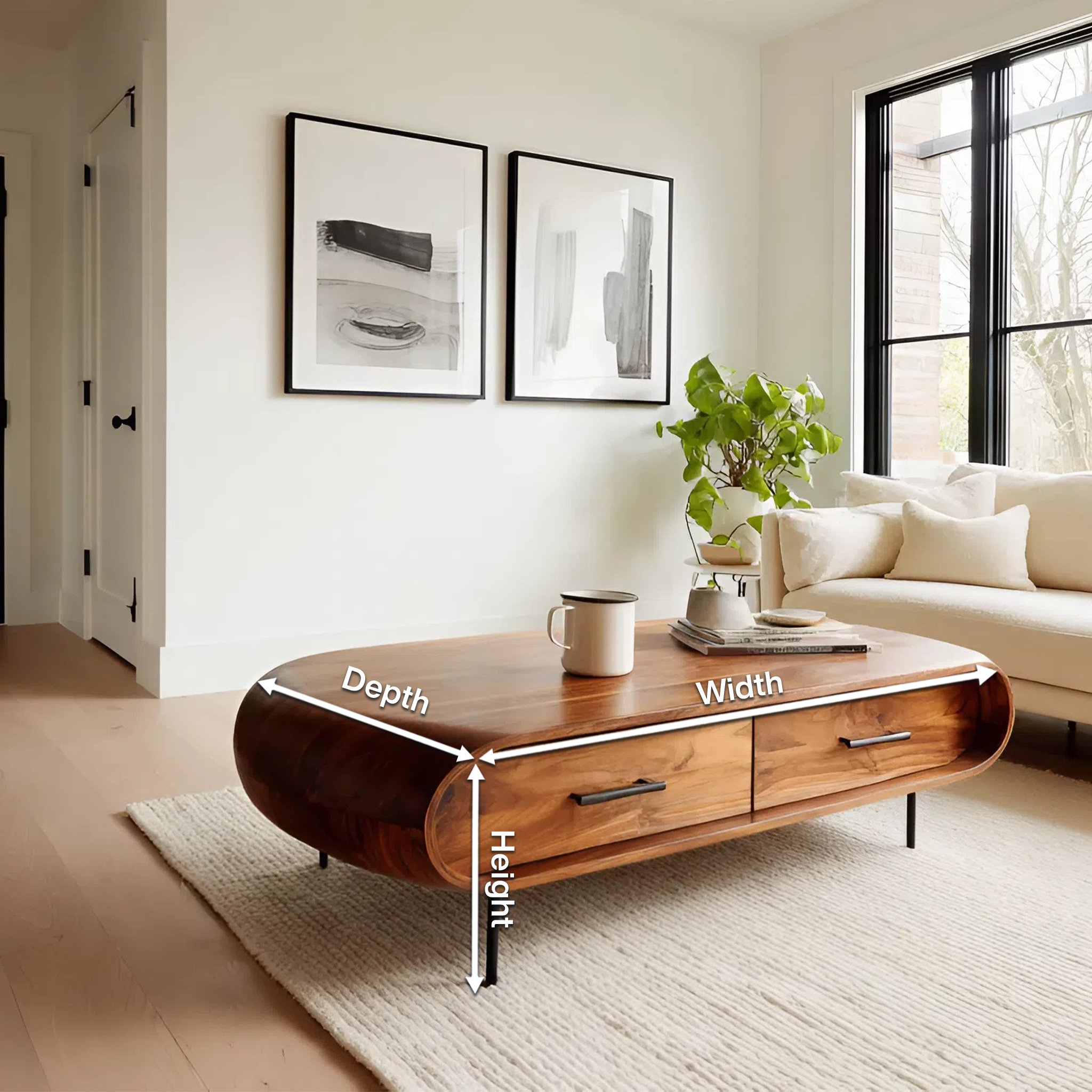 Modern Round Coffee Table With Drawer For Living Room